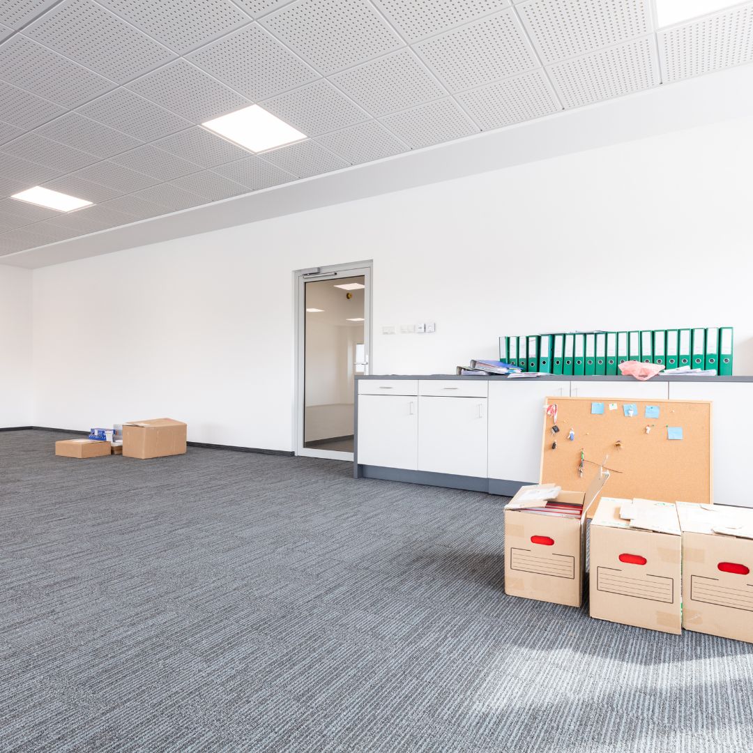 empty office room with boxes