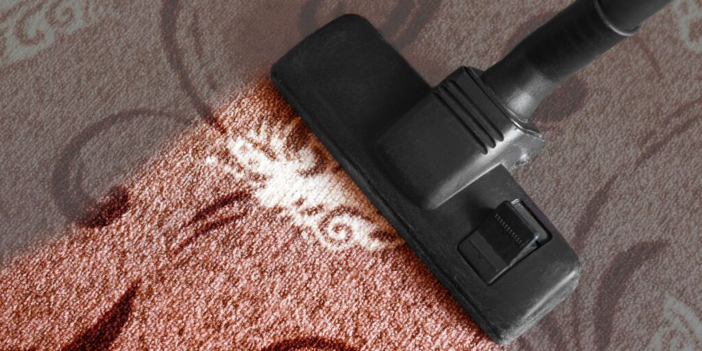 dirty rug being cleaned